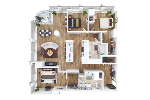 Floor plan for 3 beds, 2 baths, 1538 sqft